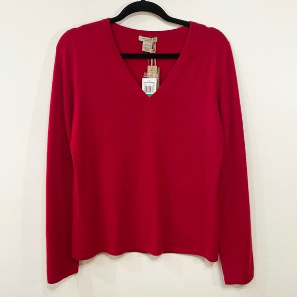 Last Chance! New VTG 100% Cashmere V-Neck Sweater Red Large
